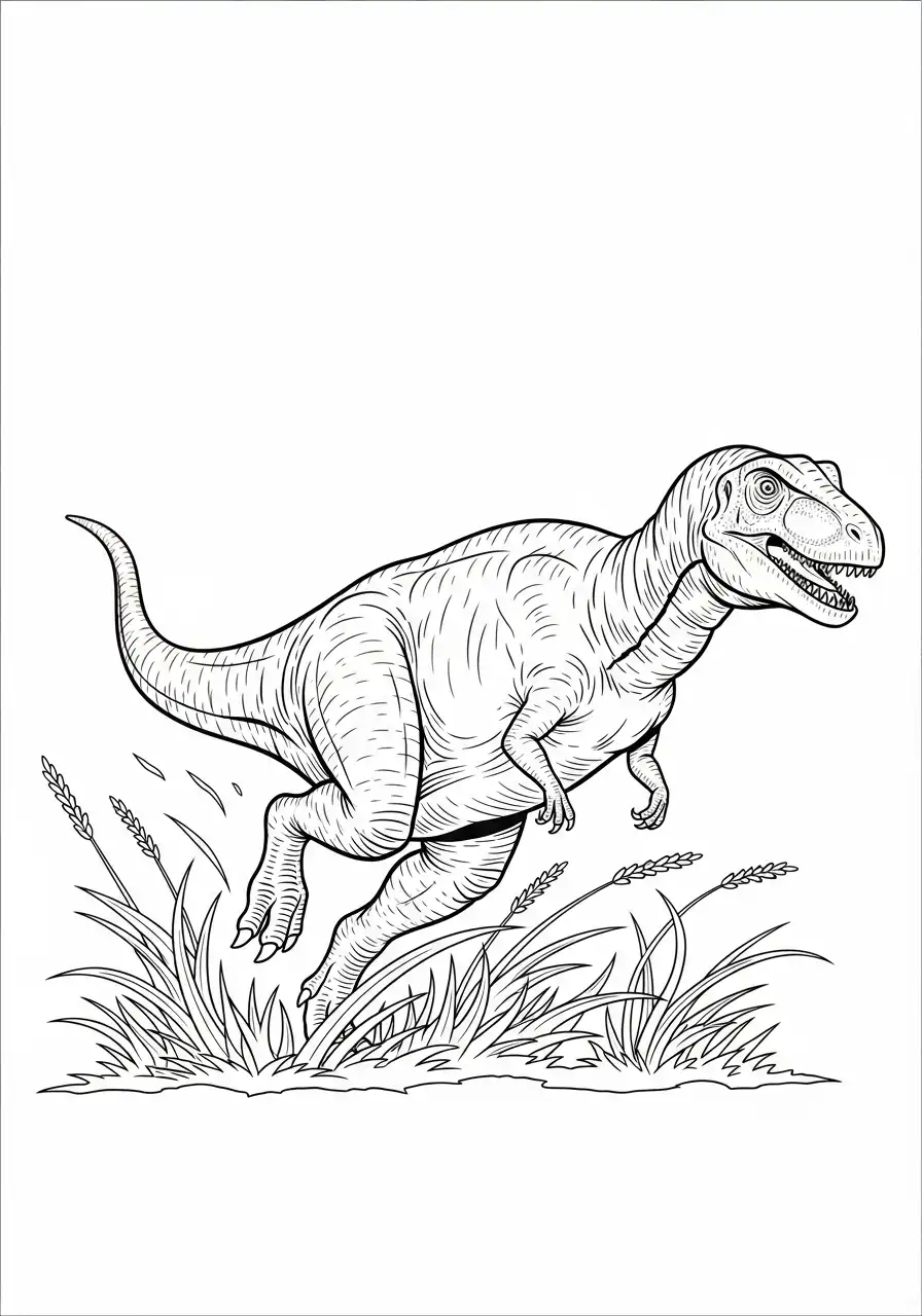 Gigantosaurus Kleurplaat 19 dino rent door gras kleurplaat