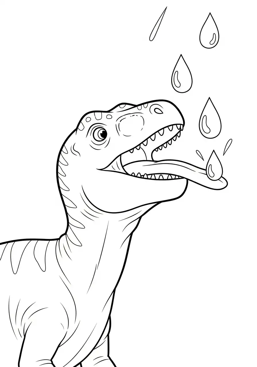 Gigantosaurus Kleurplaat 22 dino vangt regendruppels kleurplaat