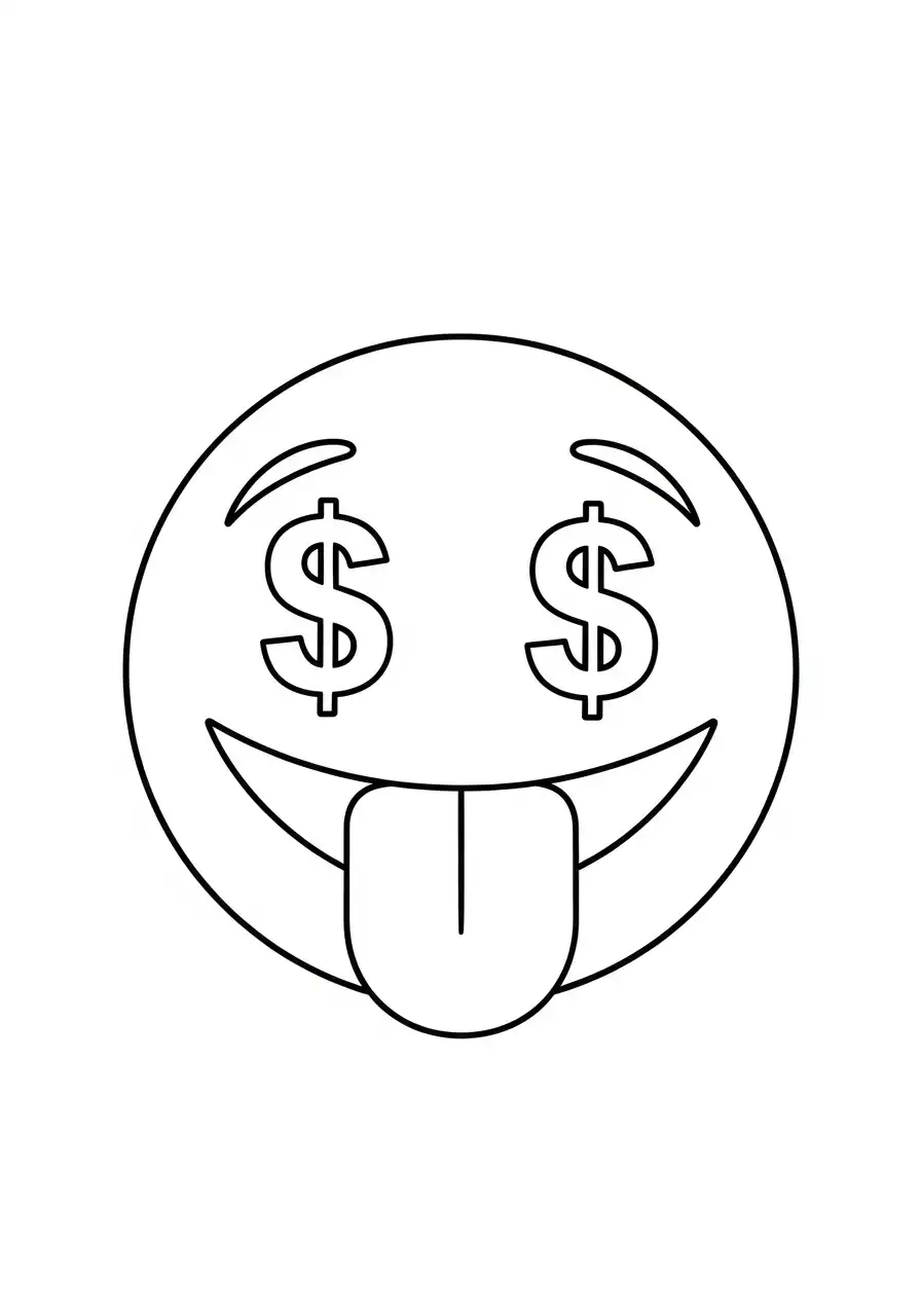 Emoji Kleurplaat 12 dollar ogen emoji kleurplaat