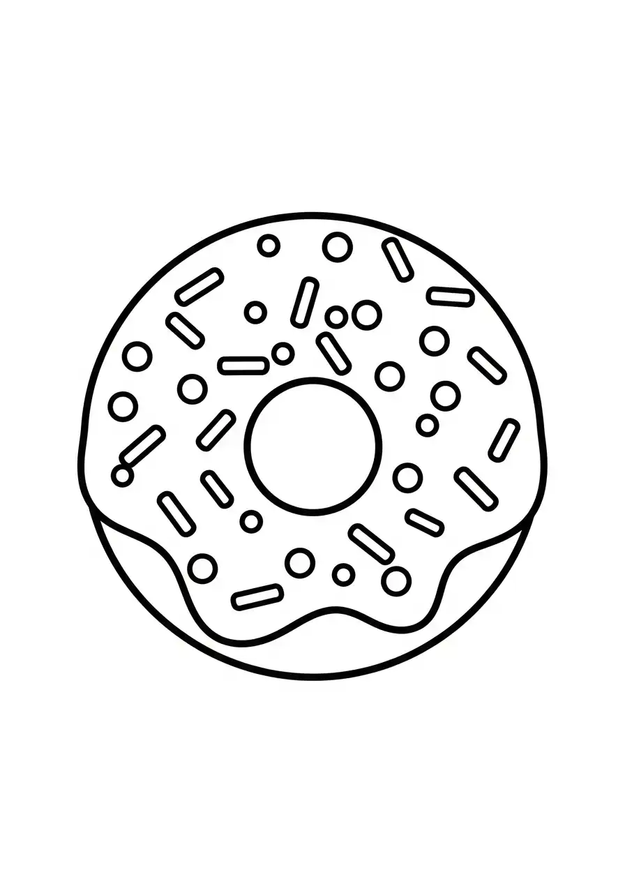 Emoji Kleurplaat 13 donut met glazuur kleurplaat