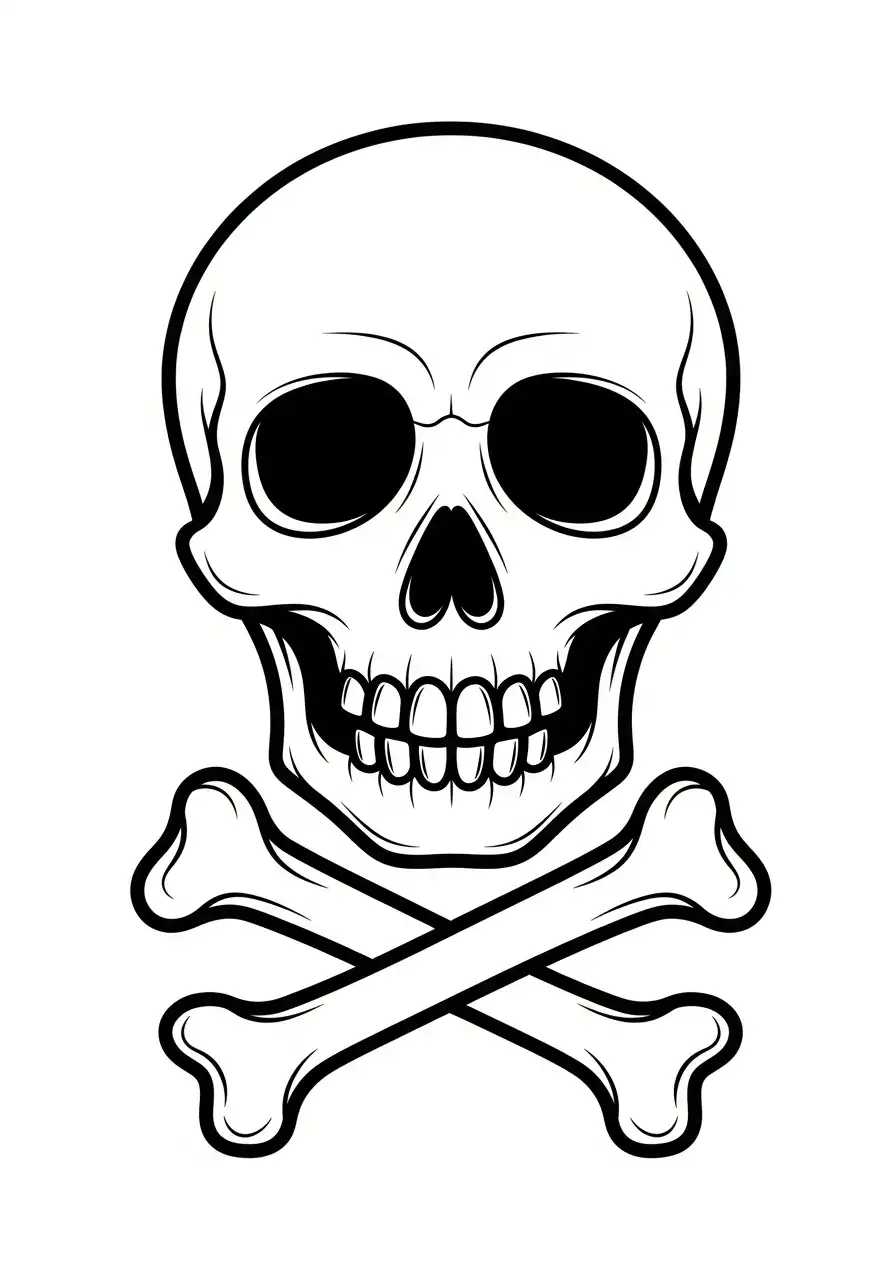 Emoji Kleurplaat 14 doodshoofd met botten kleurplaat