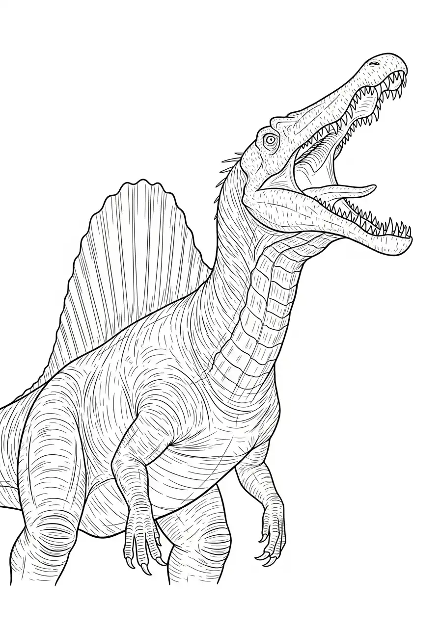 dreigende spinosaurus met open bek kleurplaat