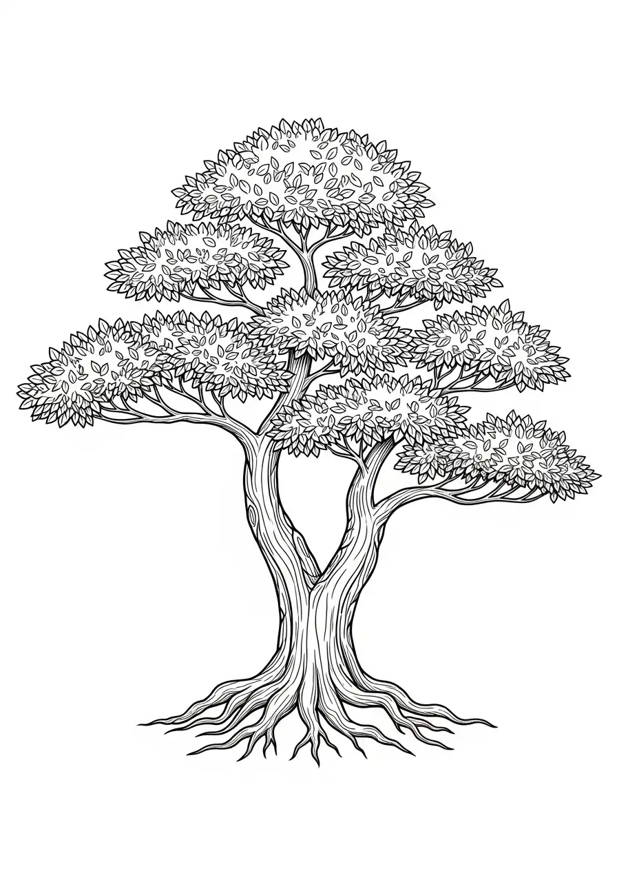 dubbele stam bonsai kleurplaat