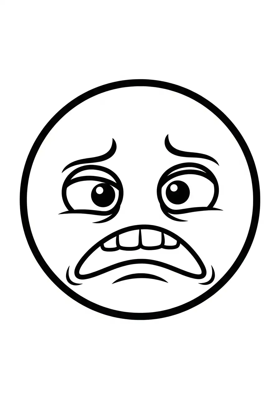 Emoji Kleurplaat 16 emoji angstig geschrokken kleurplaat