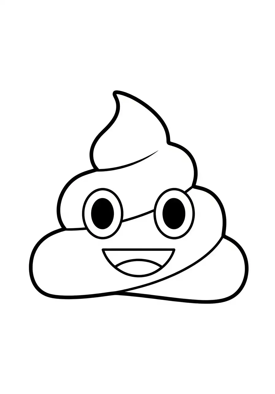 Emoji Kleurplaat 18 emoji drol met bril kleurplaat