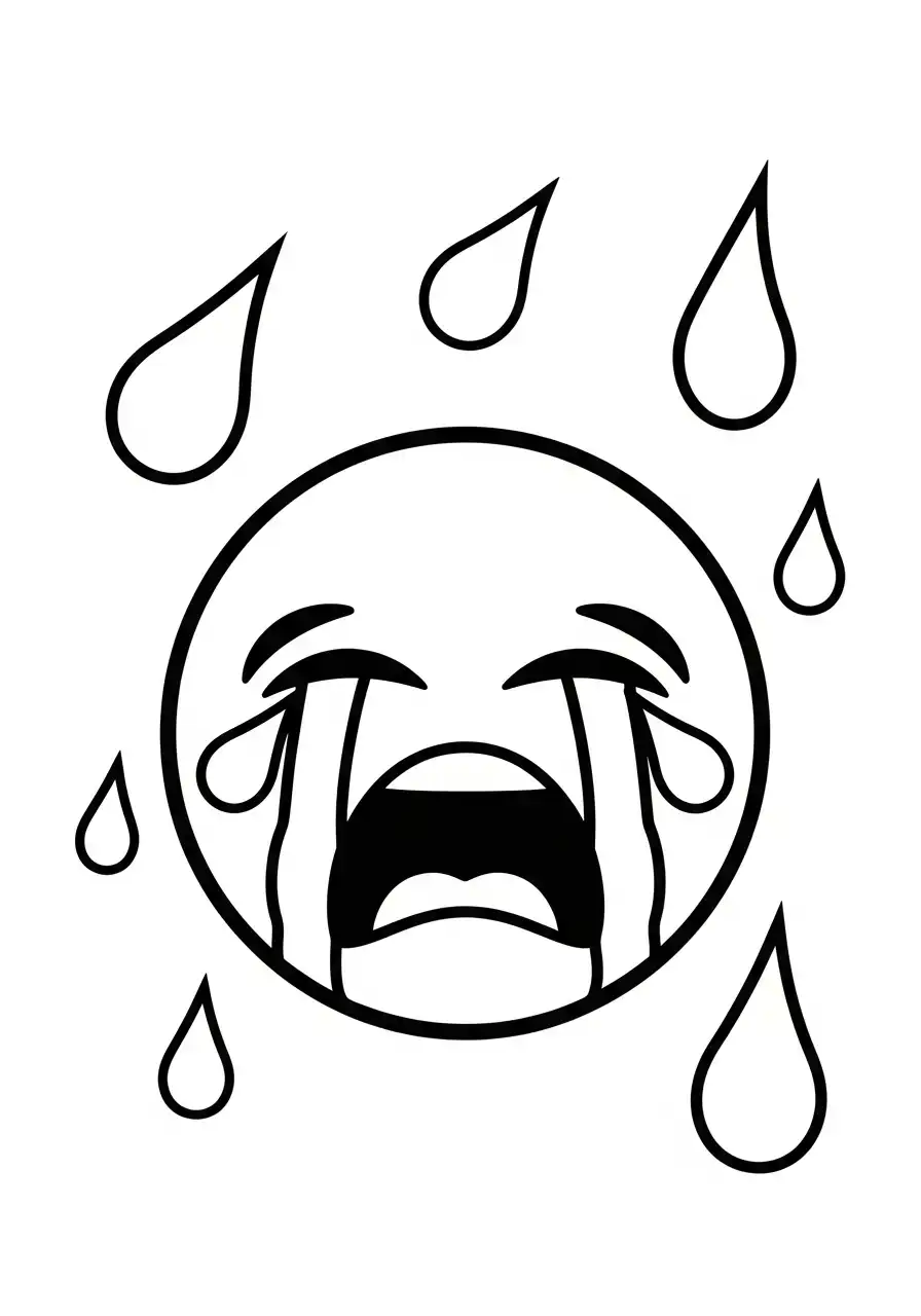 Emoji Kleurplaat 22 emoji huilend tranen kleurplaat