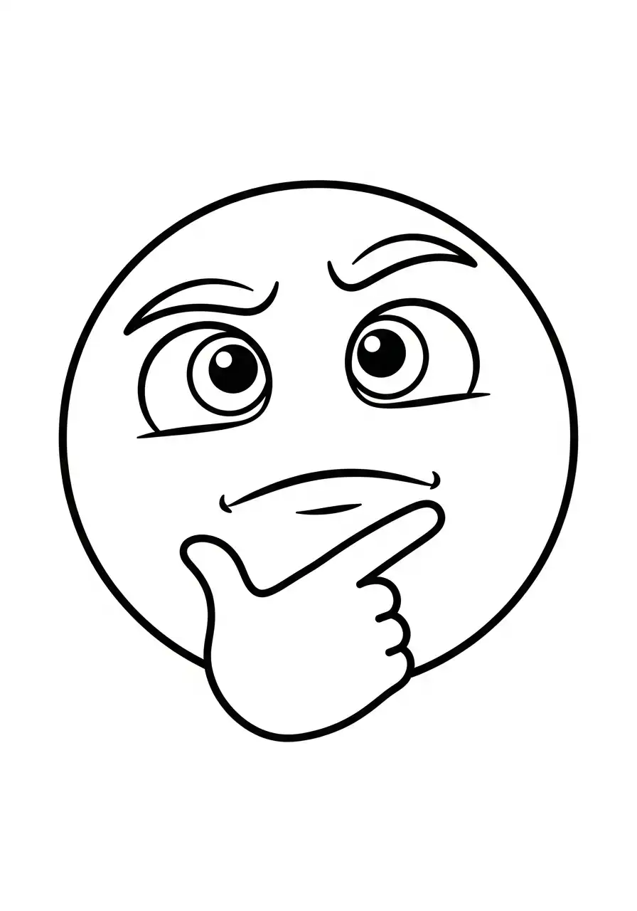 Emoji Kleurplaat 25 emoji nadenkend gezicht kleurplaat