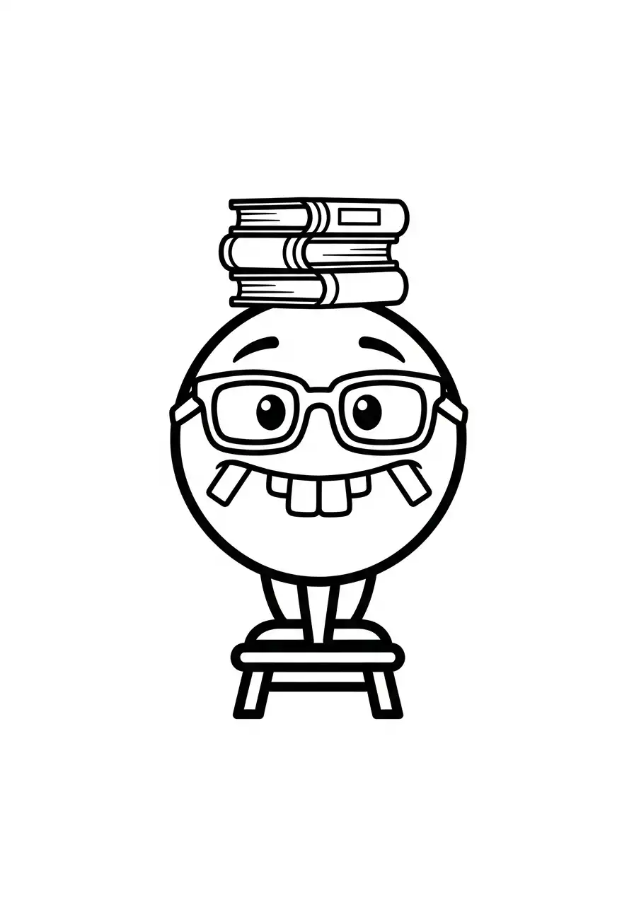 Emoji Kleurplaat 26 emoji nerd met boeken kleurplaat