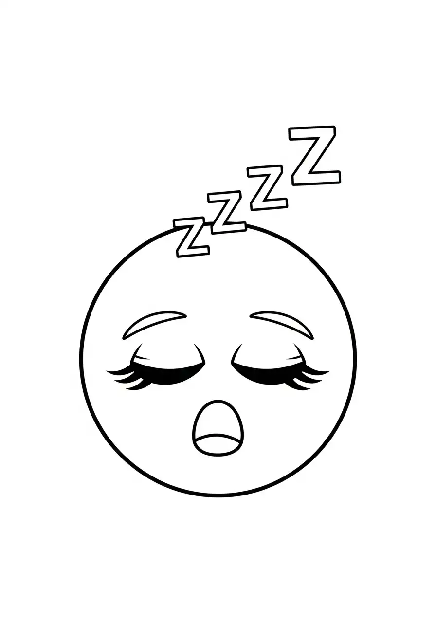 Emoji Kleurplaat 28 emoji slapend gezicht kleurplaat