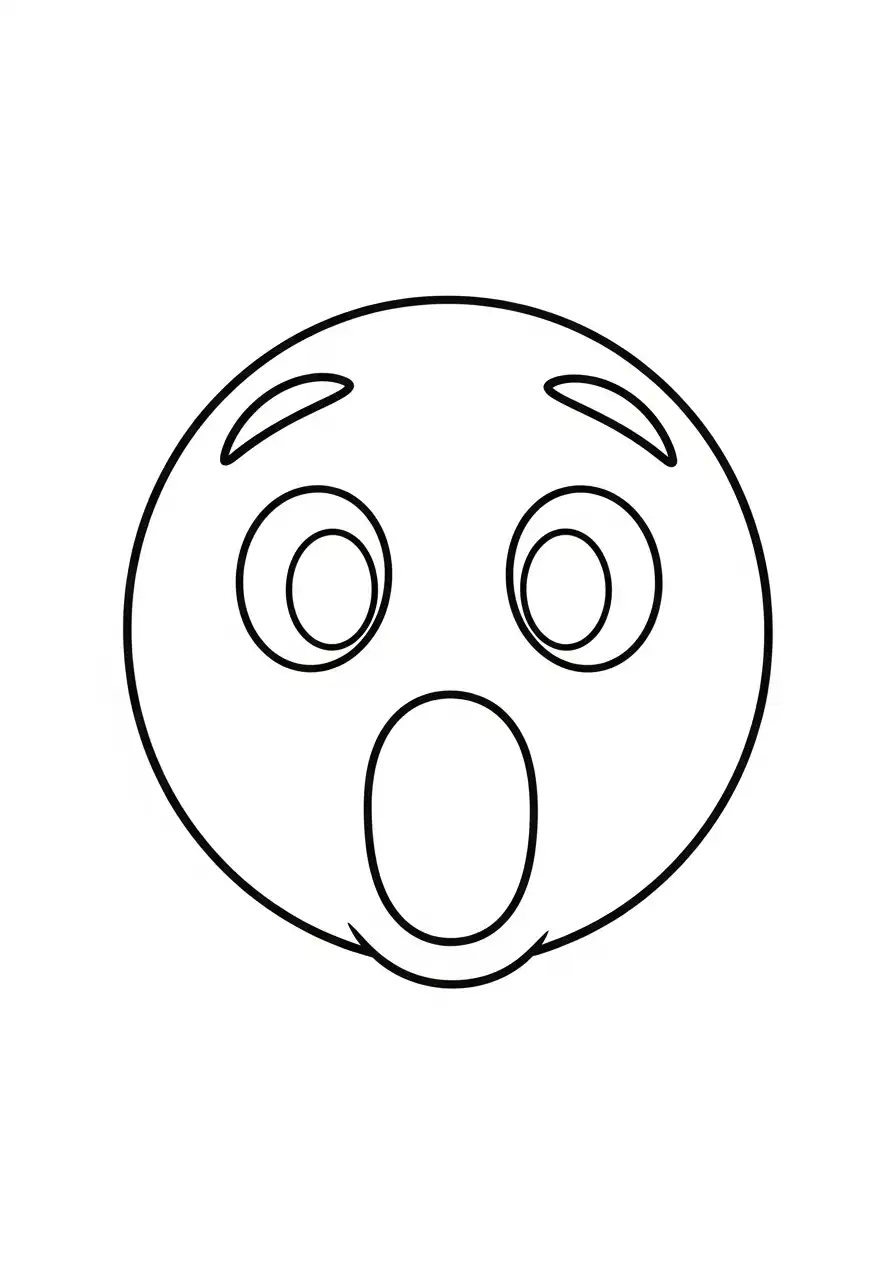 Emoji Kleurplaat 31 emoji verbaasd geschokt kleurplaat