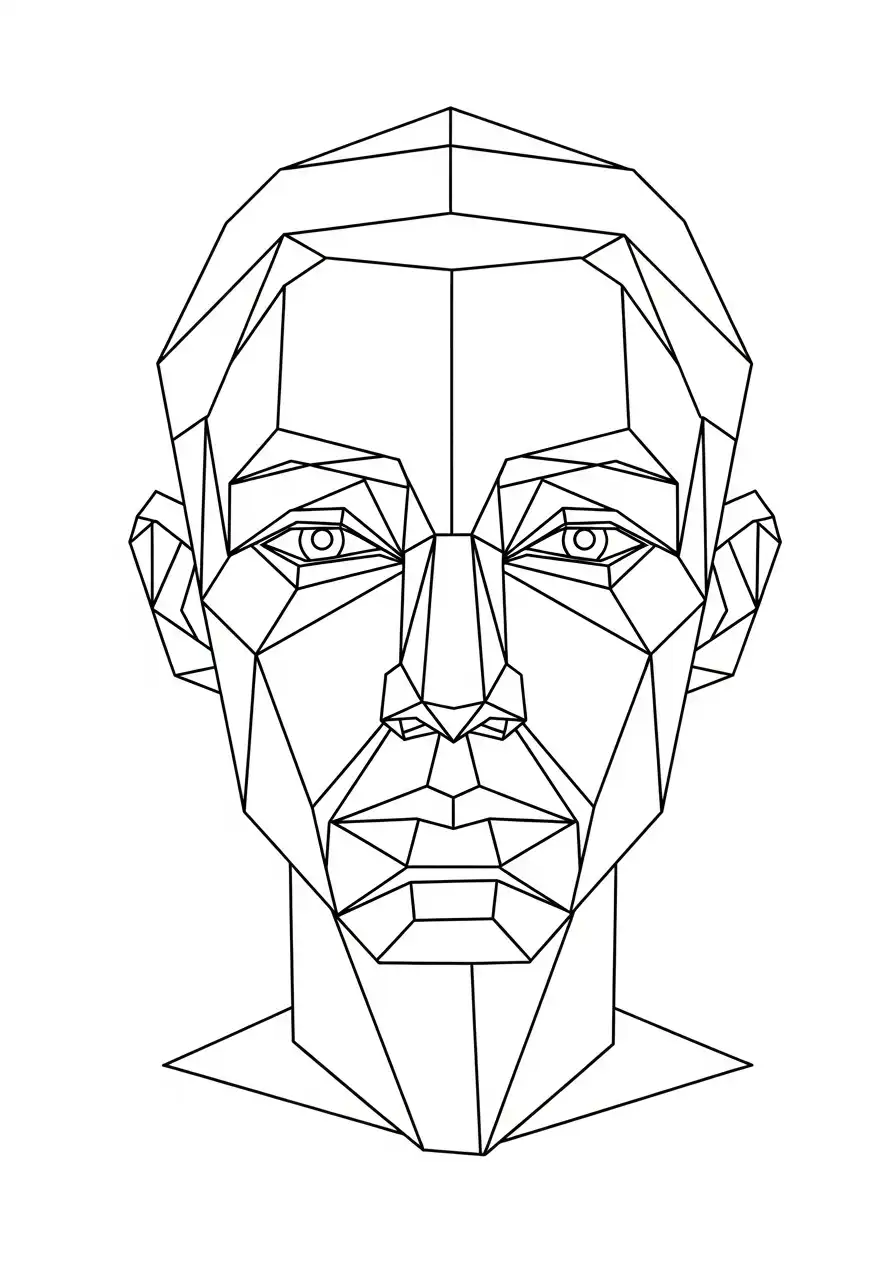 geometrisch gezicht kleurplaat