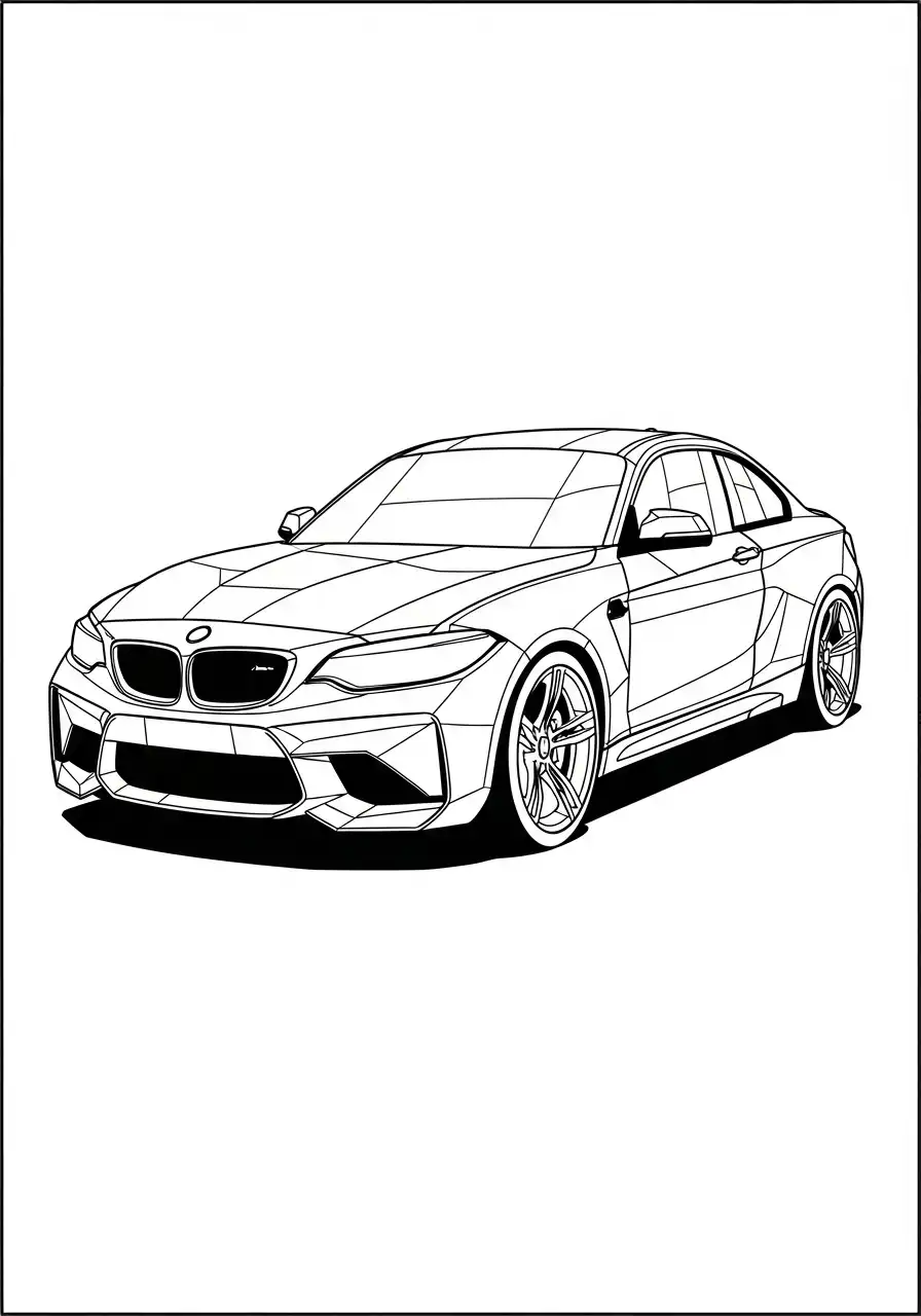 geometrische bmw m2 coupe design kleurplaat