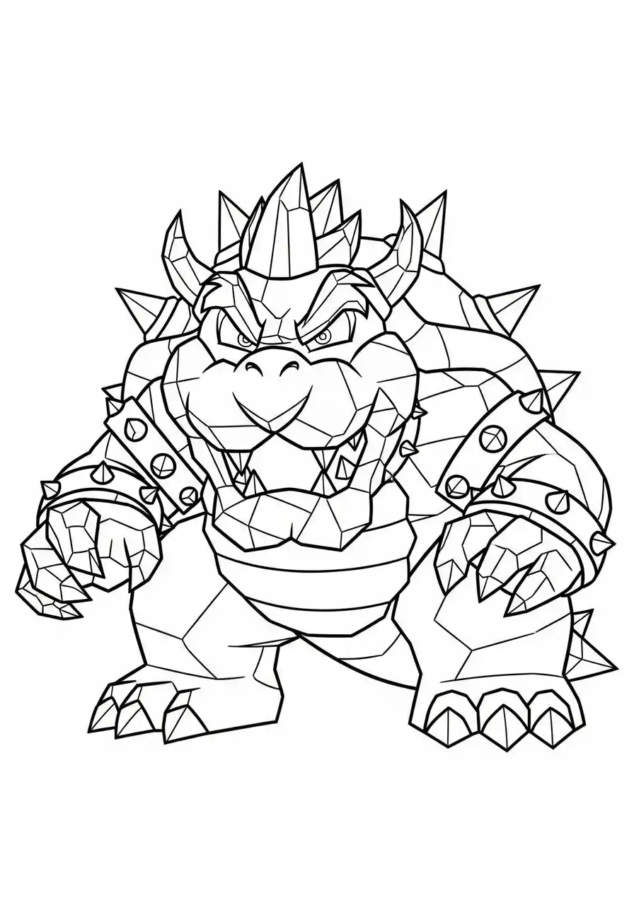geometrische bowser kleurplaat