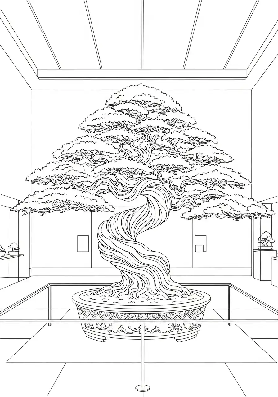 gigantische museum bonsai kleurplaat