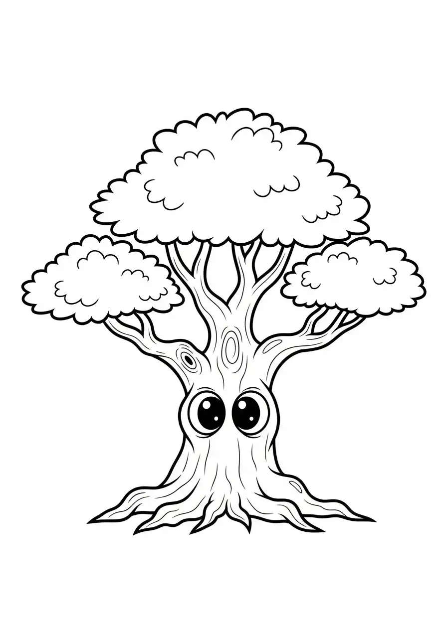 grote cartoon oogboom kleurplaat