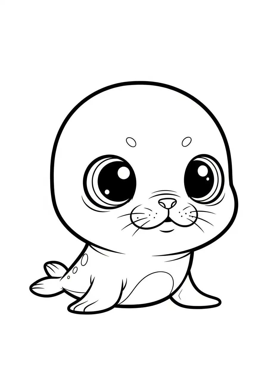 grote ogen baby zeehond kleurplaat