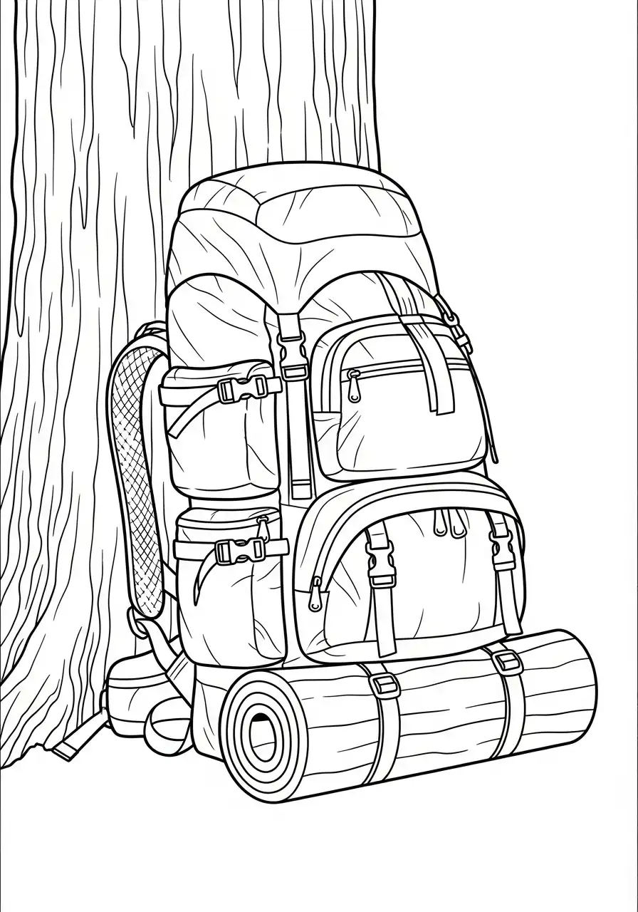 grote wandelrugzak boom kleurplaat