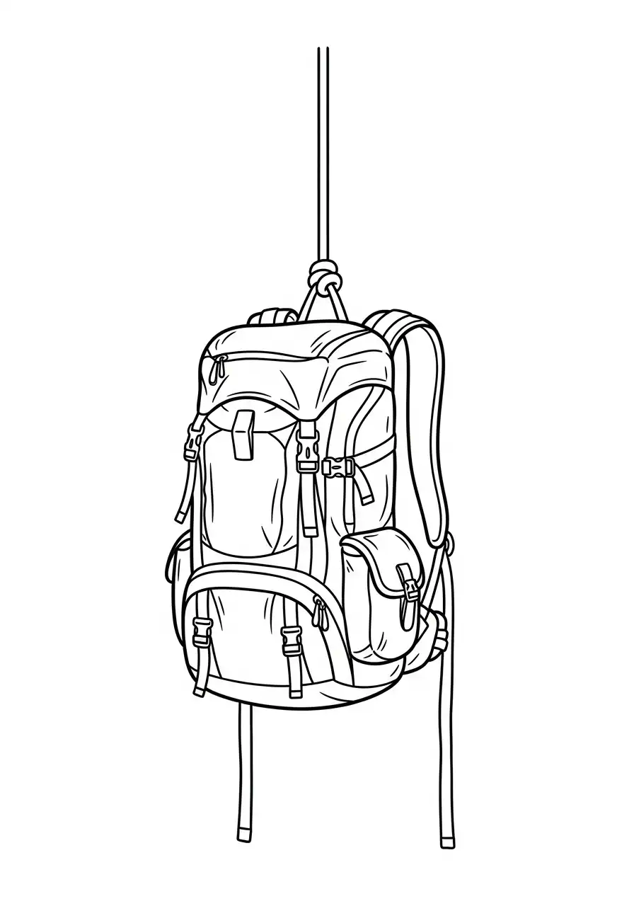 hangende bergrugzak kleurplaat