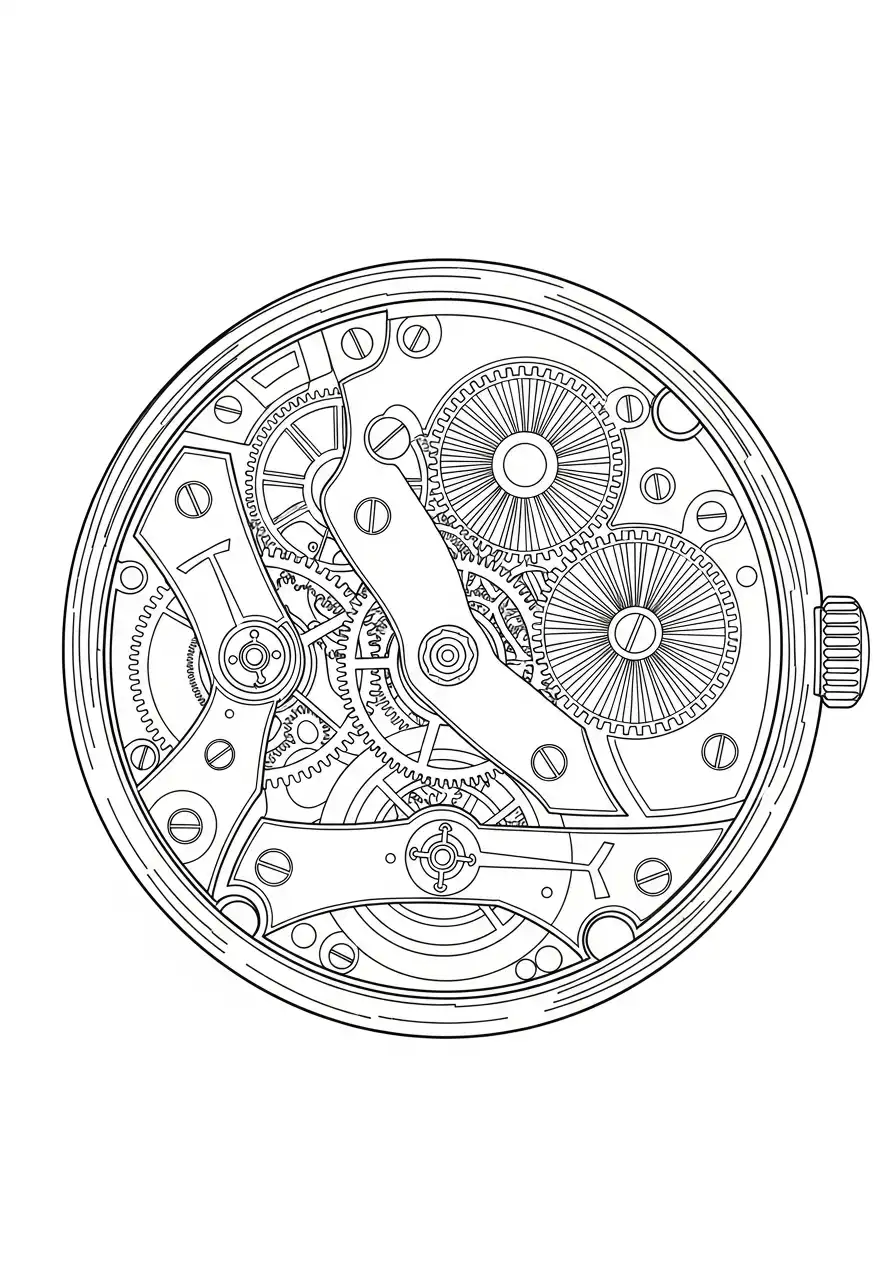 horloge intern uurwerk raderen kleurplaat
