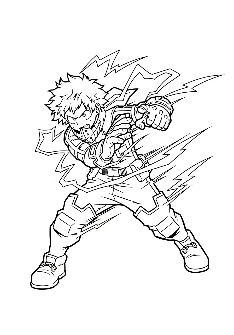 izuku midoriya deku aanval bliksem kleurplaat