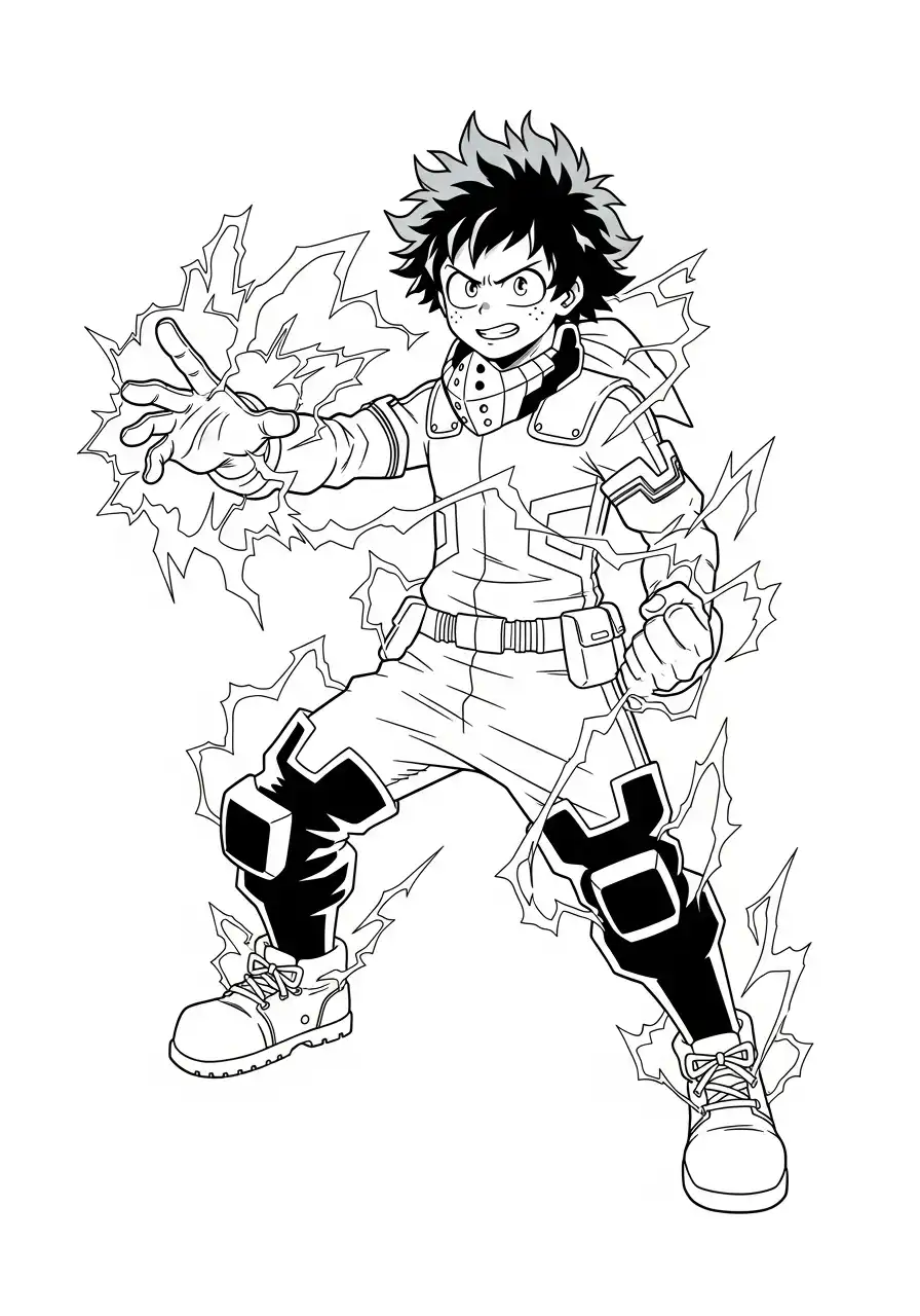 izuku midoriya deku full cowl kracht kleurplaat