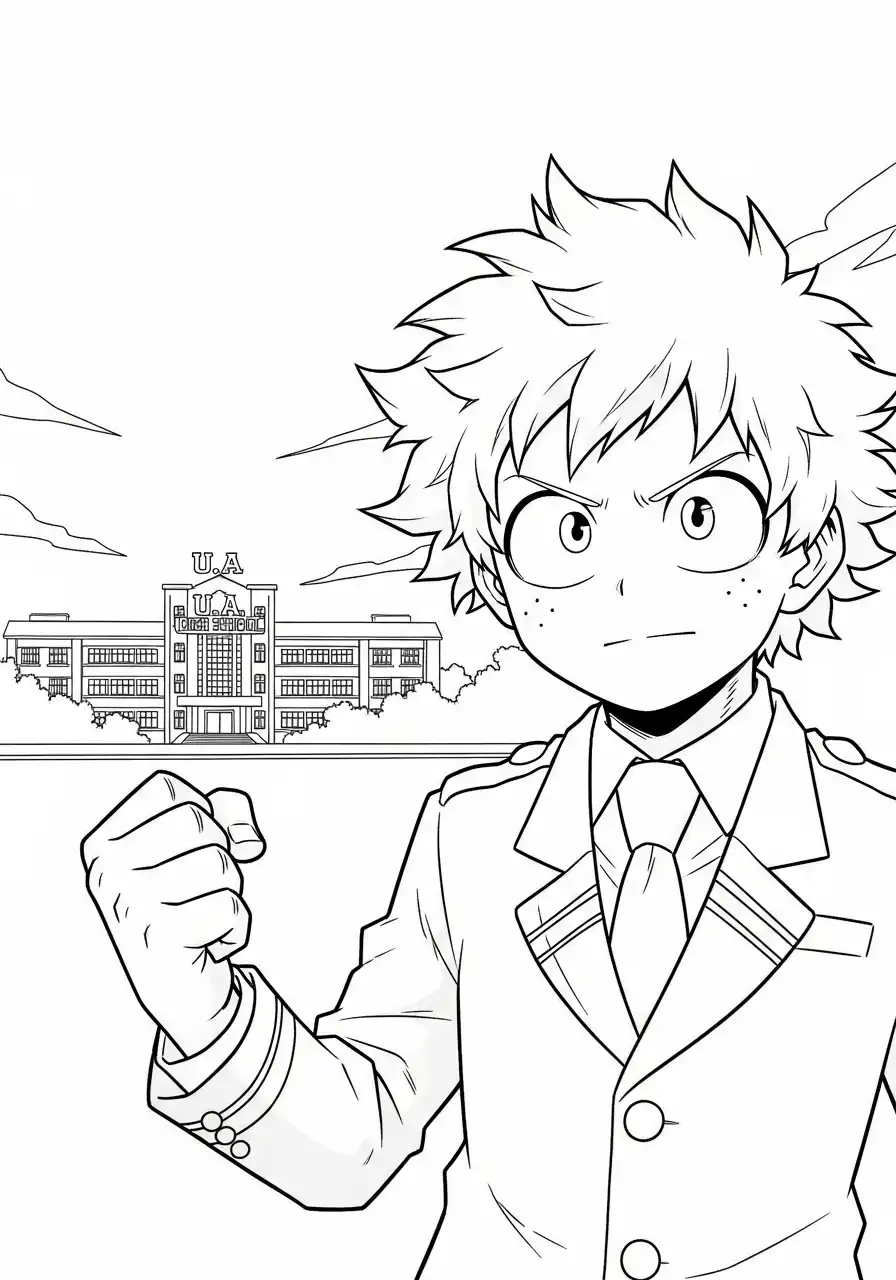 izuku midoriya voor ua high school kleurplaat