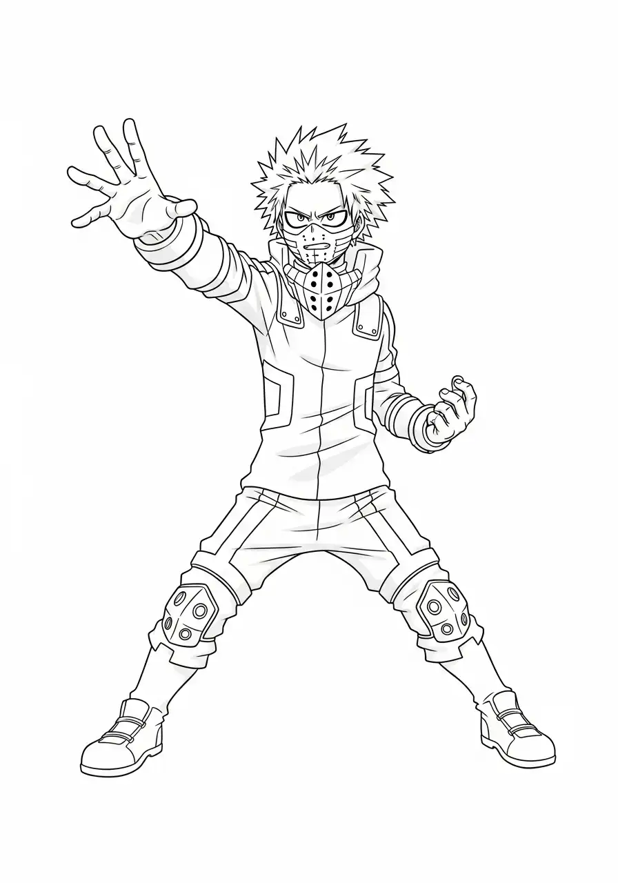 katsuki bakugo in winter trainingspak kleurplaat