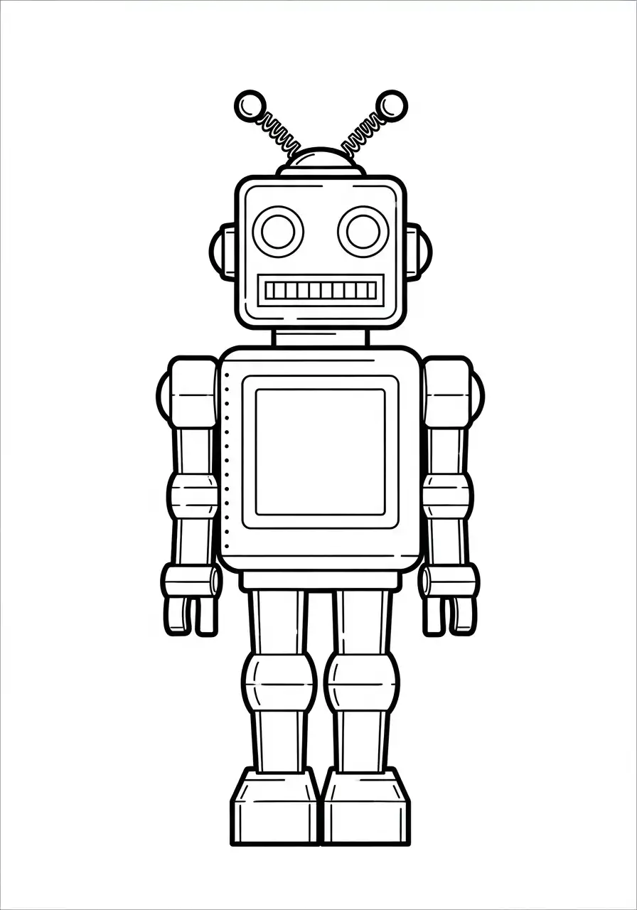 klassieke retro robot kleurplaat