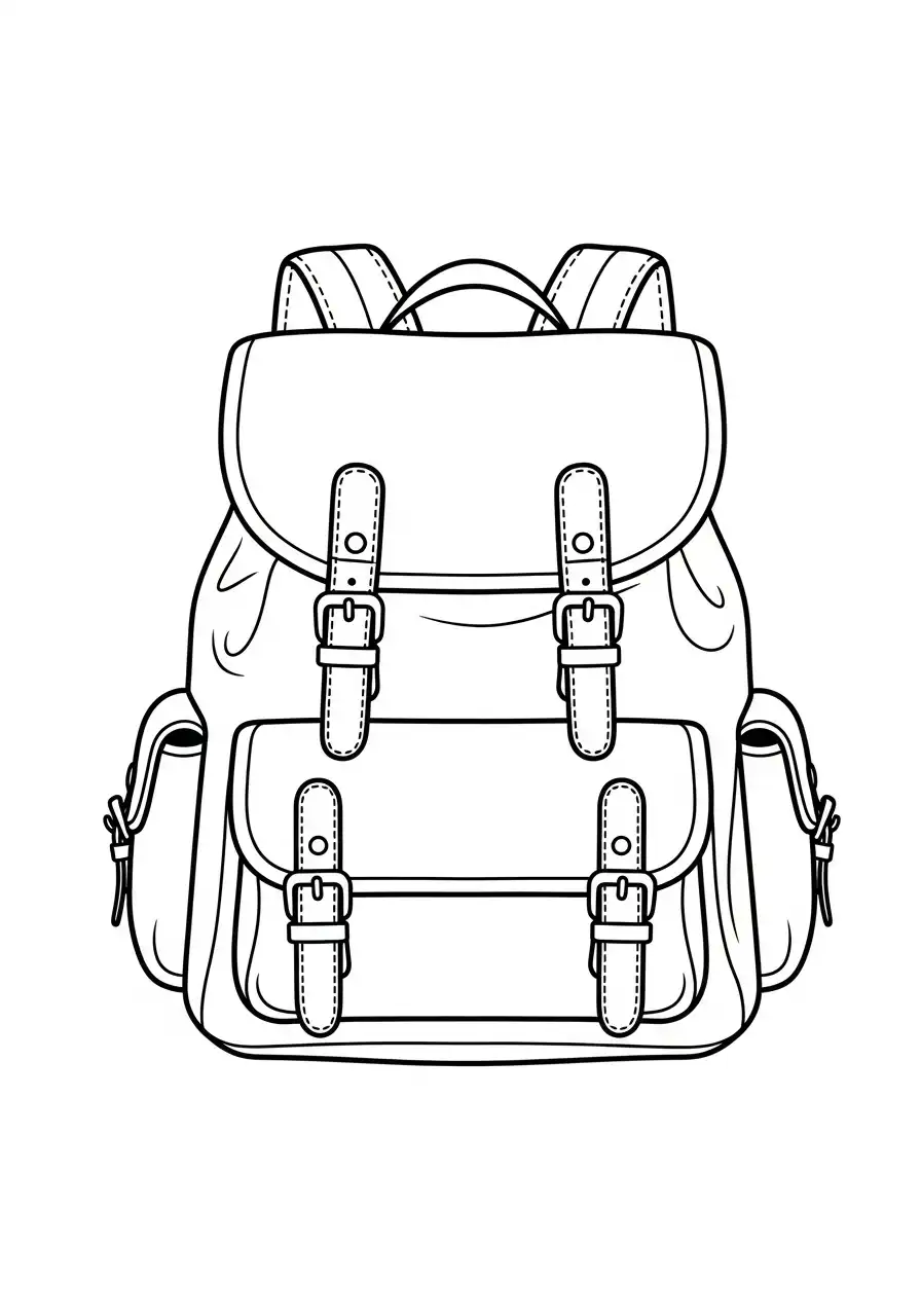 klassieke rugzak met gespen kleurplaat
