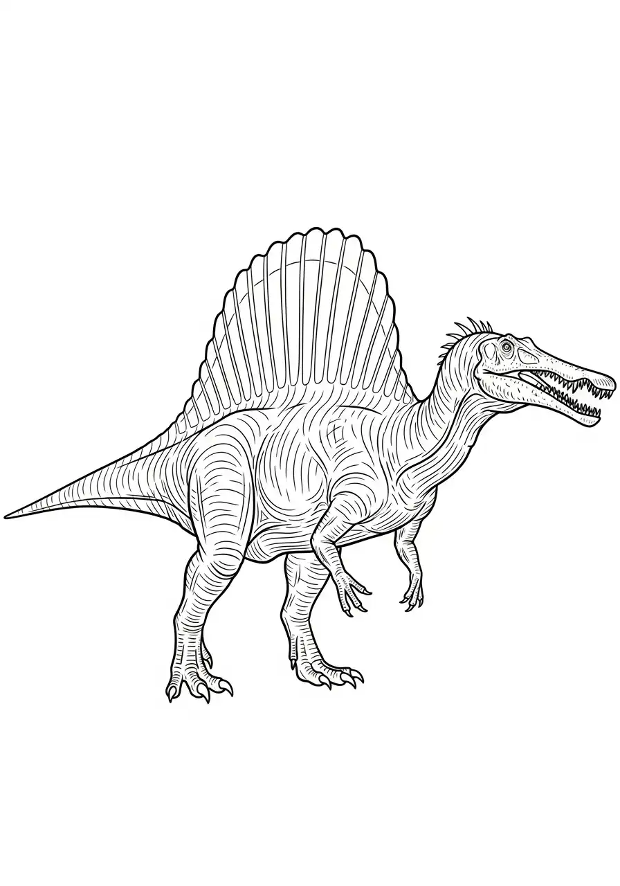 klassieke spinosaurus zijaanzicht kleurplaat