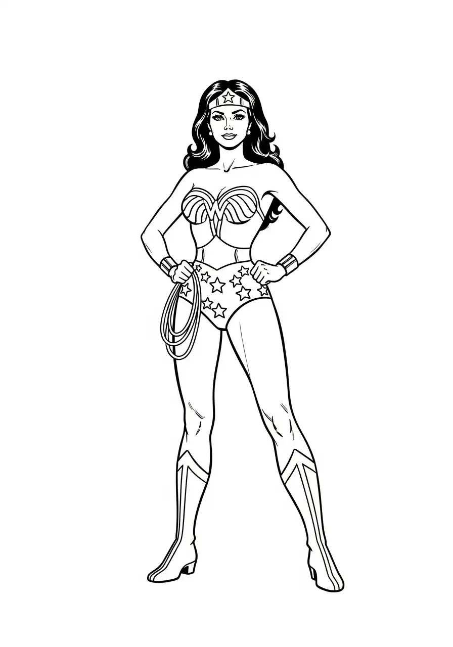 klassieke wonder woman pose kleurplaat