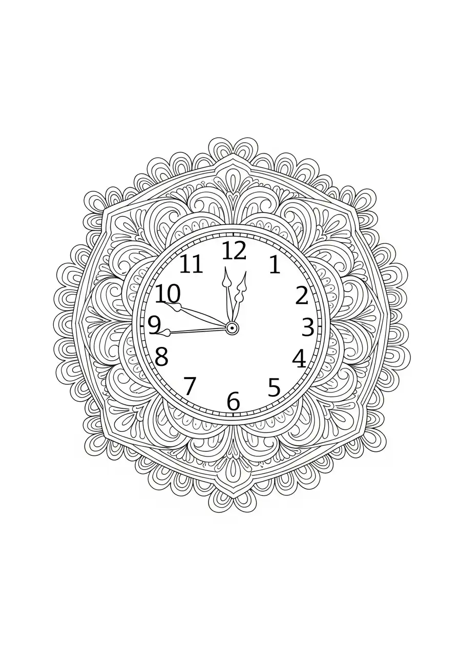 klok mandala detail volwassen kleurplaat