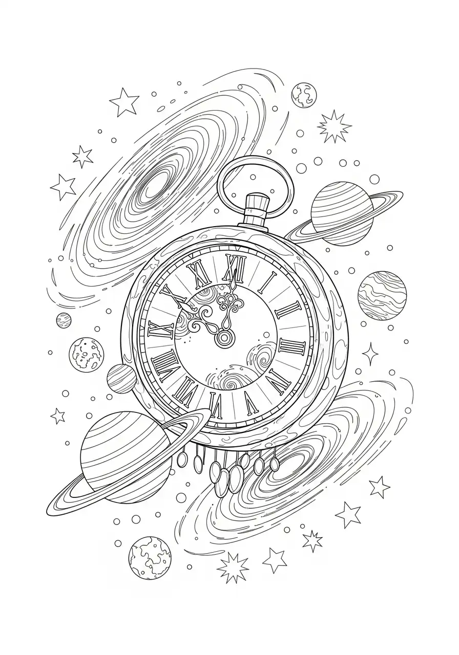kosmische zakhorloge planeten kleurplaat