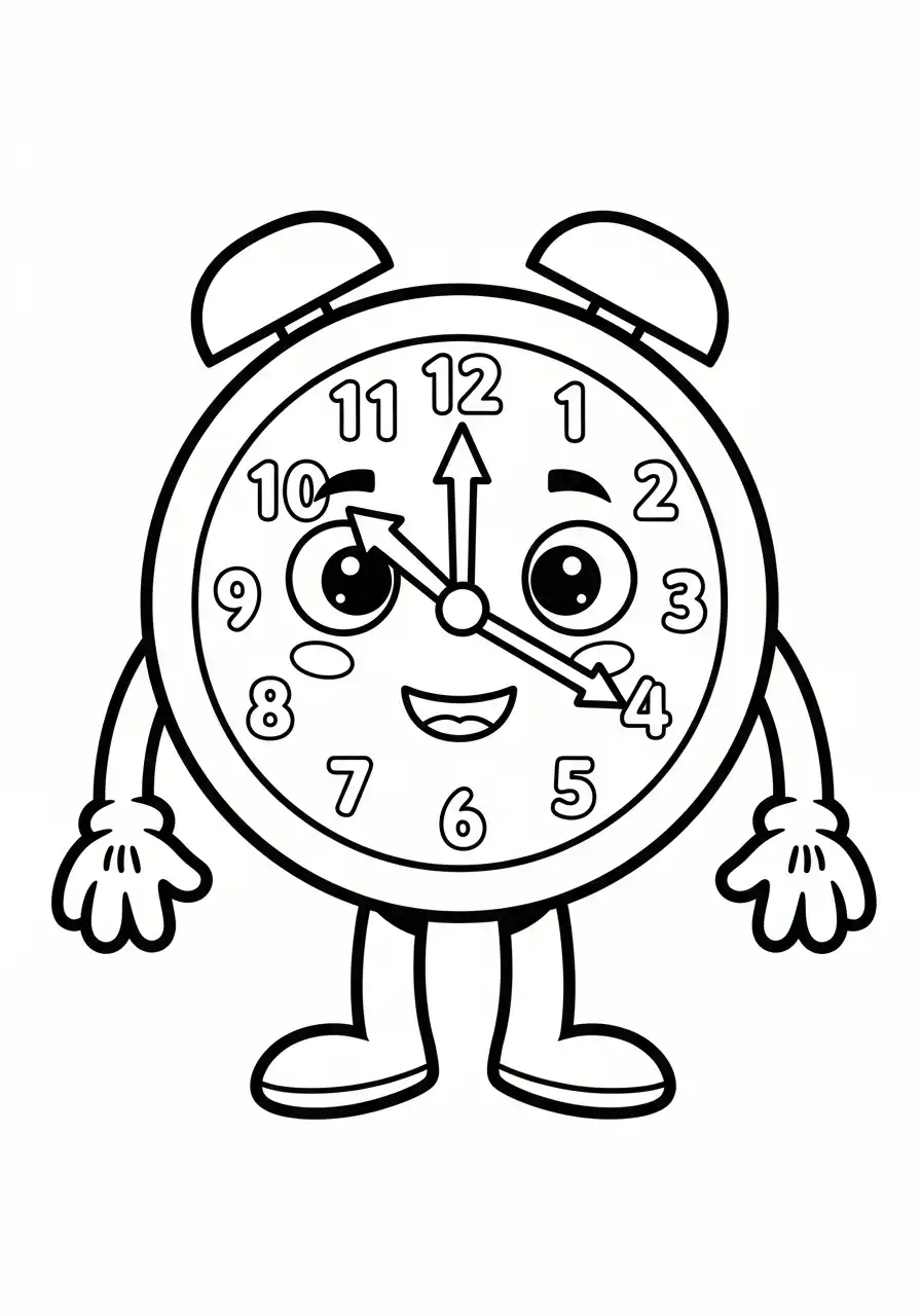 lachende wekker vrolijk kleurplaat