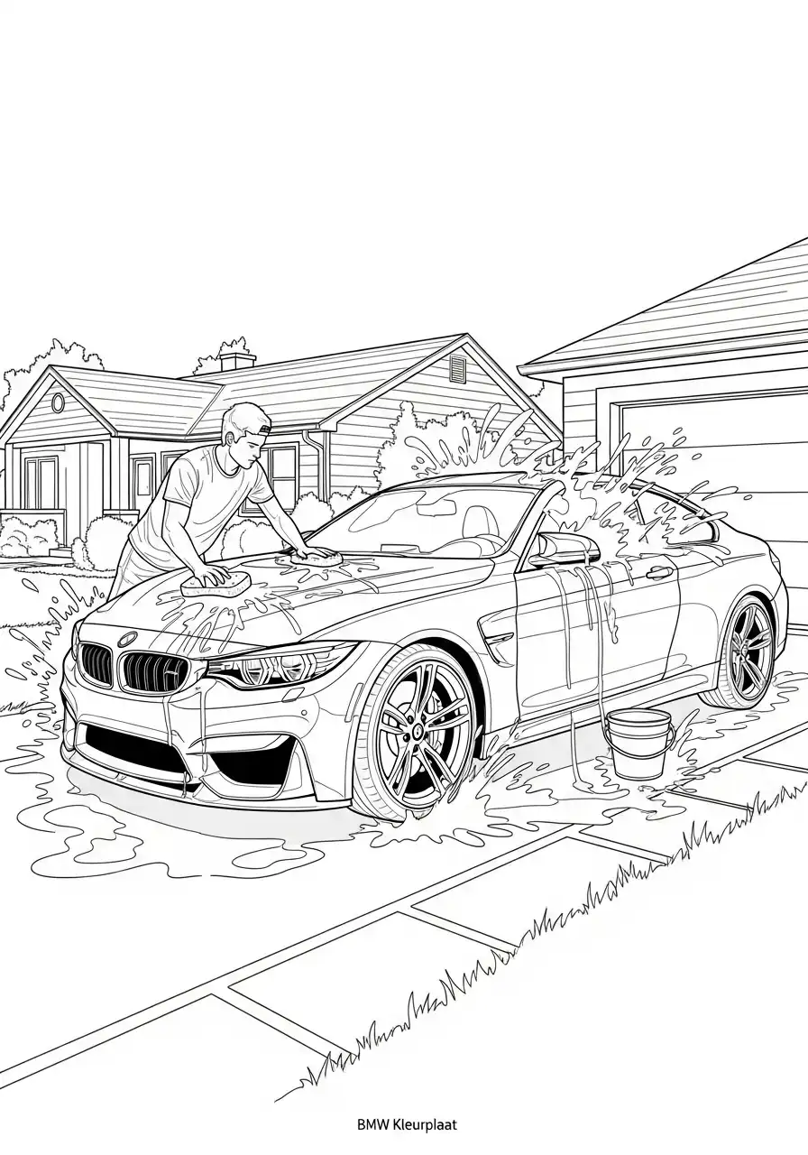 man wast bmw m4 cabrio oprit thuis