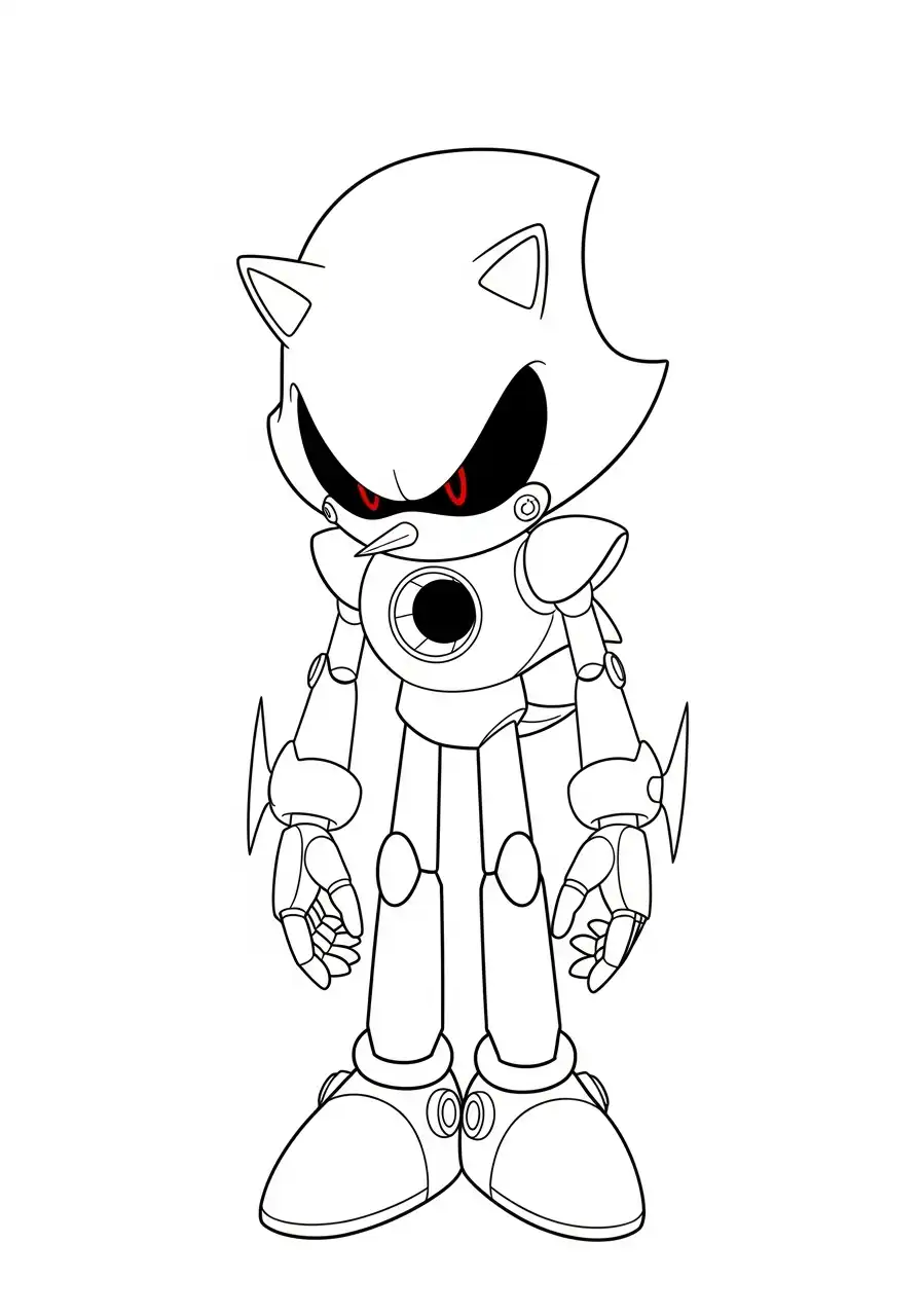 metal sonic bedreigend staand kleurplaat