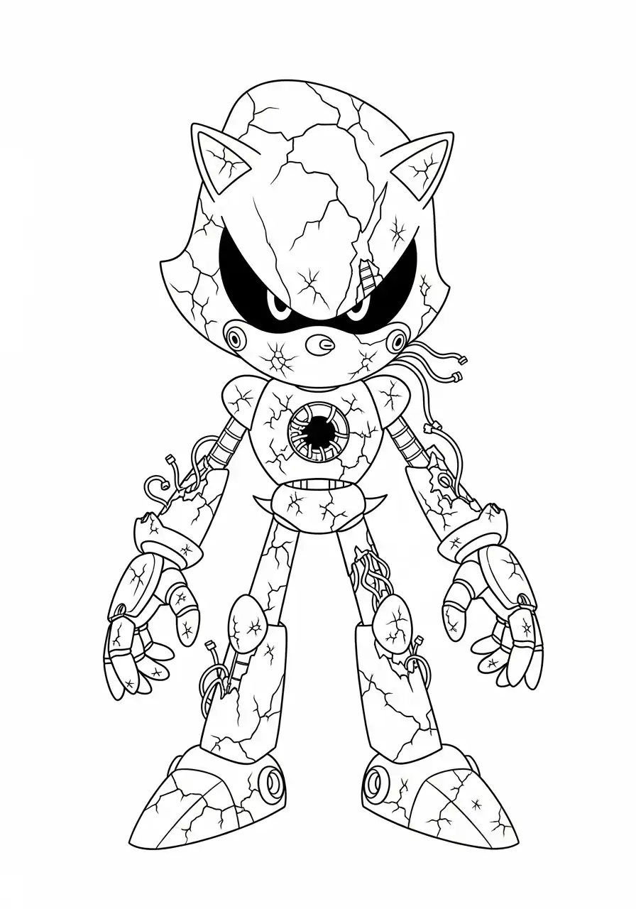 metal sonic gebarsten en kapot kleurplaat