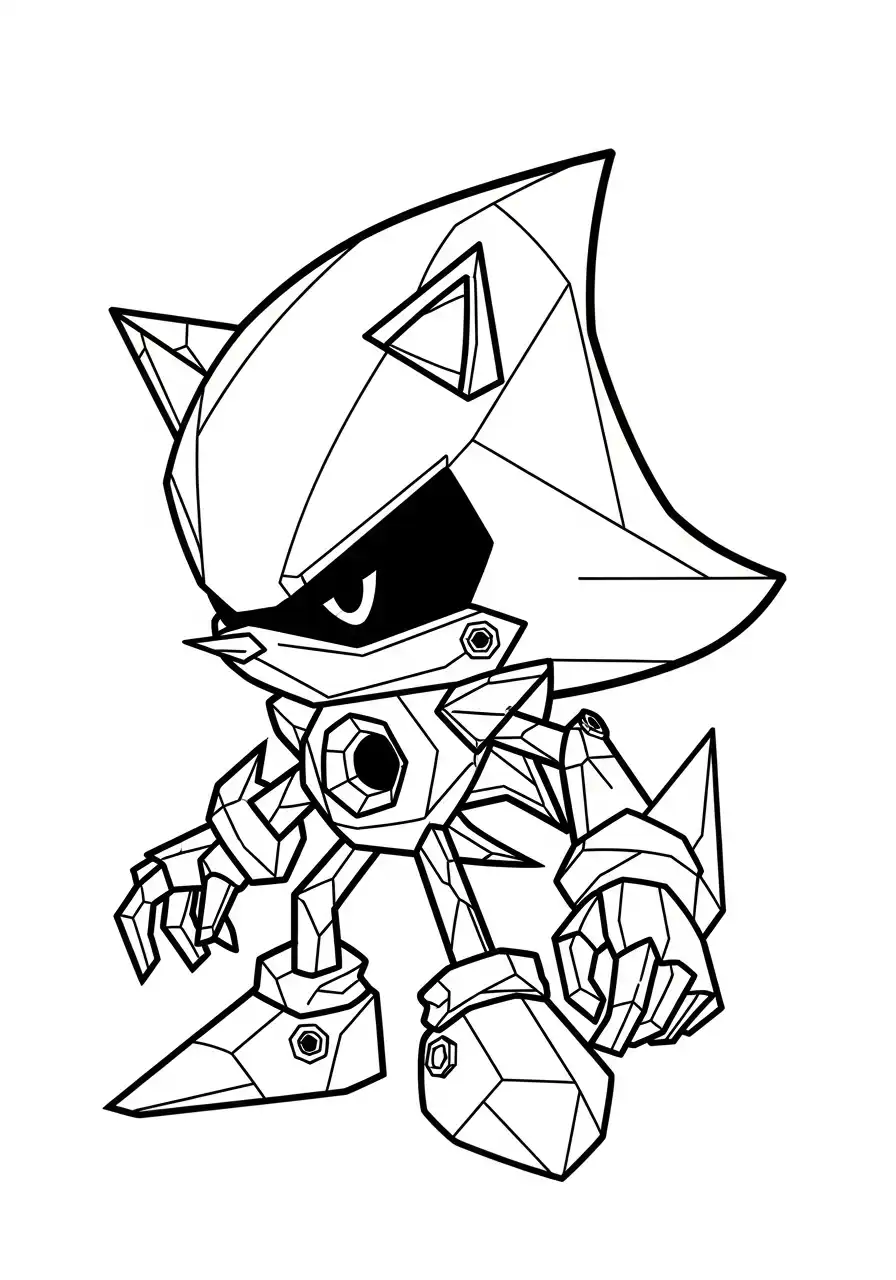 metal sonic geometrisch ontwerp kleurplaat