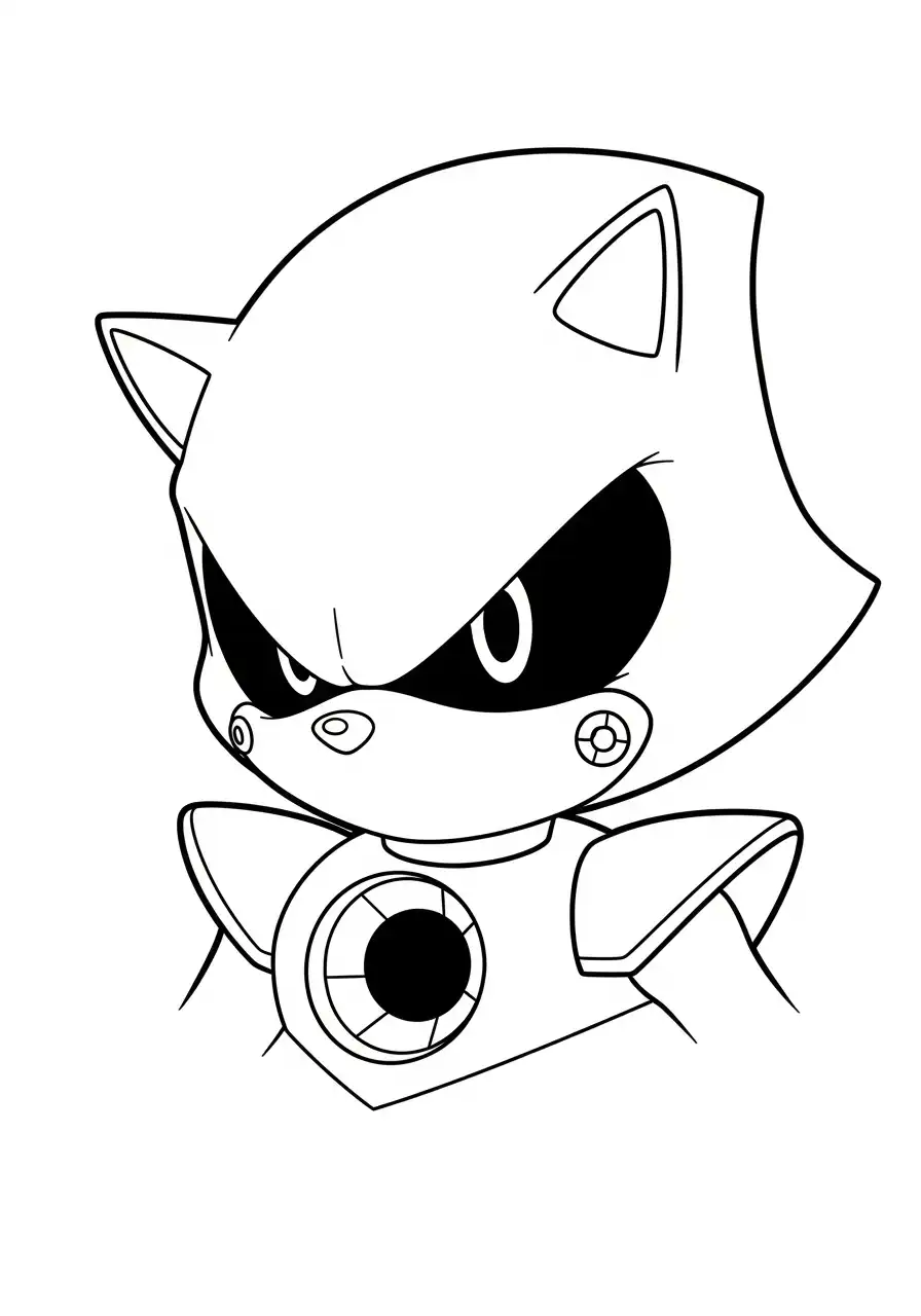 metal sonic gezicht portret kleurplaat