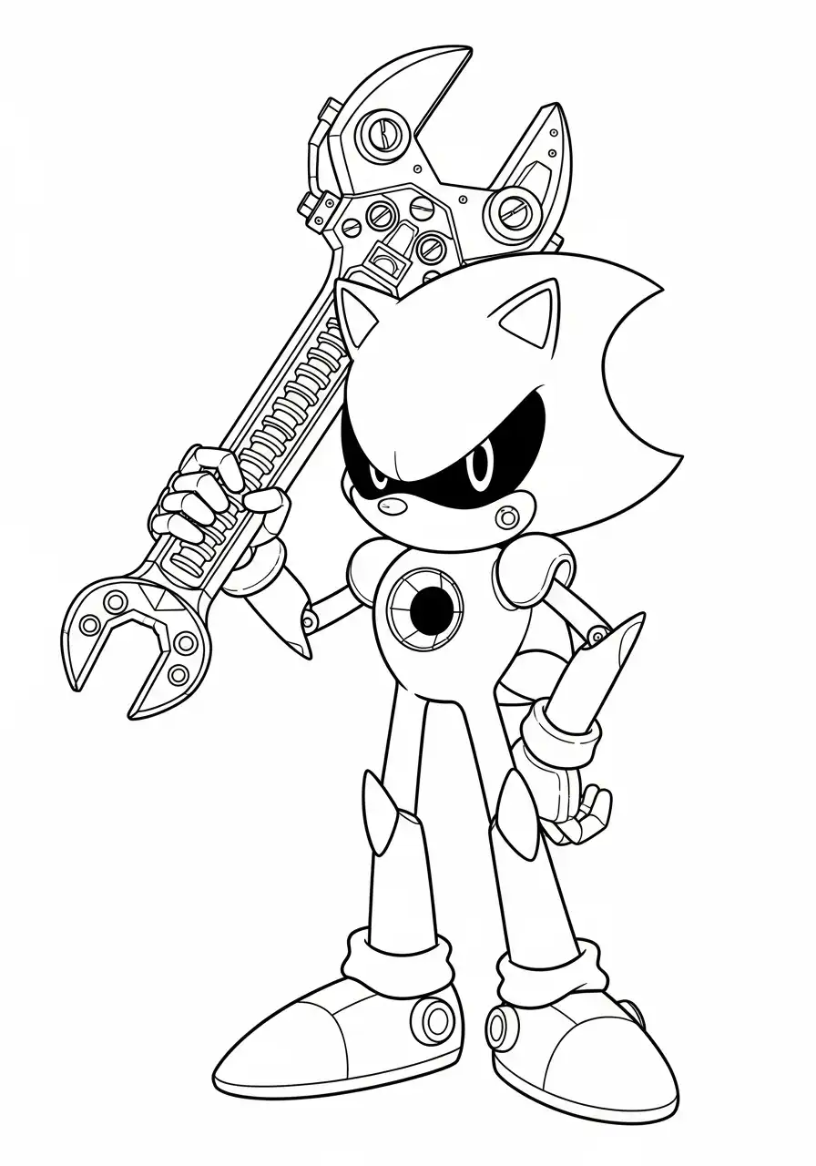 metal sonic houdt moersleutel kleurplaat