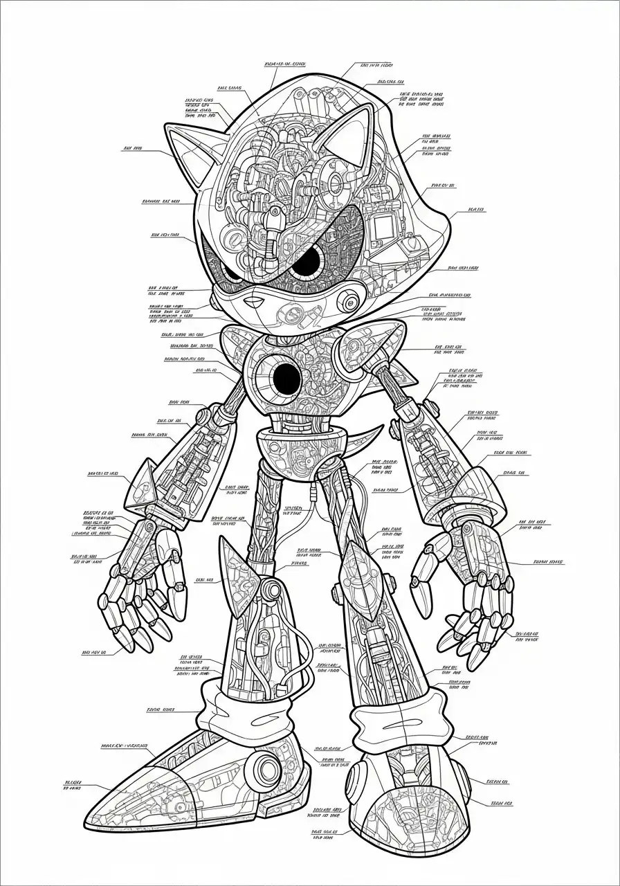 metal sonic mechanische doorsnede kleurplaat