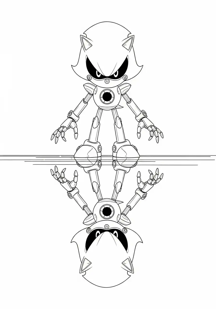 metal sonic reflectie in water kleurplaat
