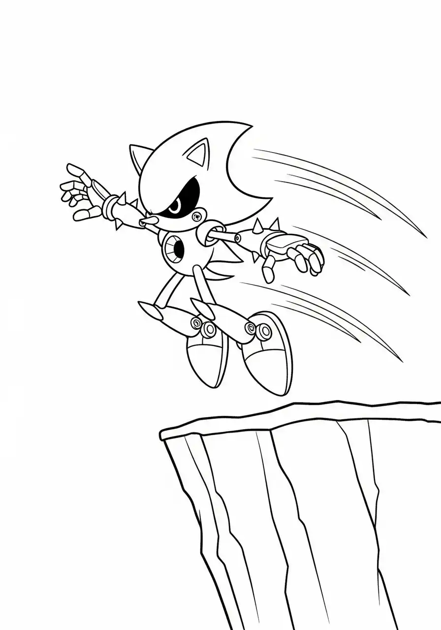 metal sonic springt van klif kleurplaat