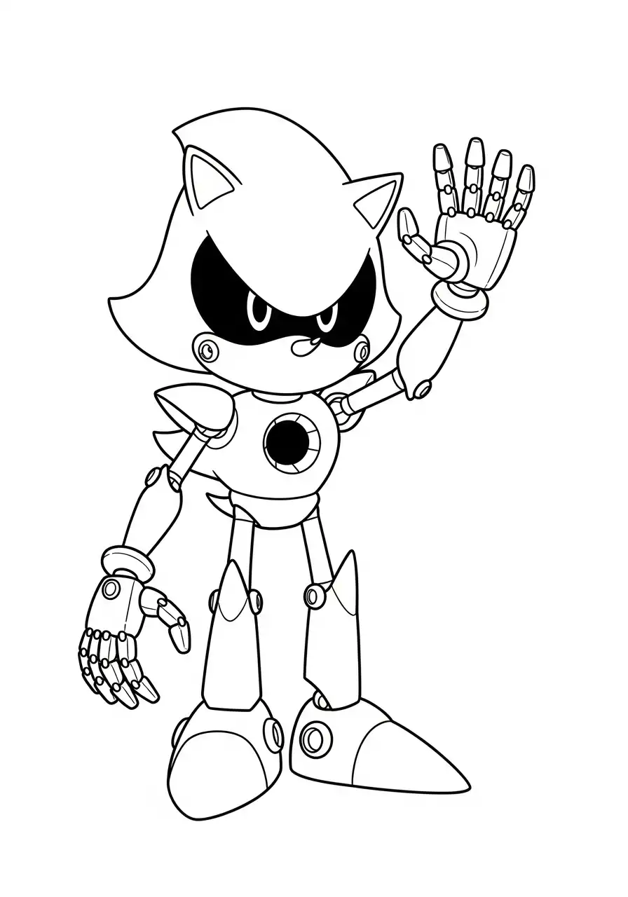 metal sonic steekt hand op kleurplaat