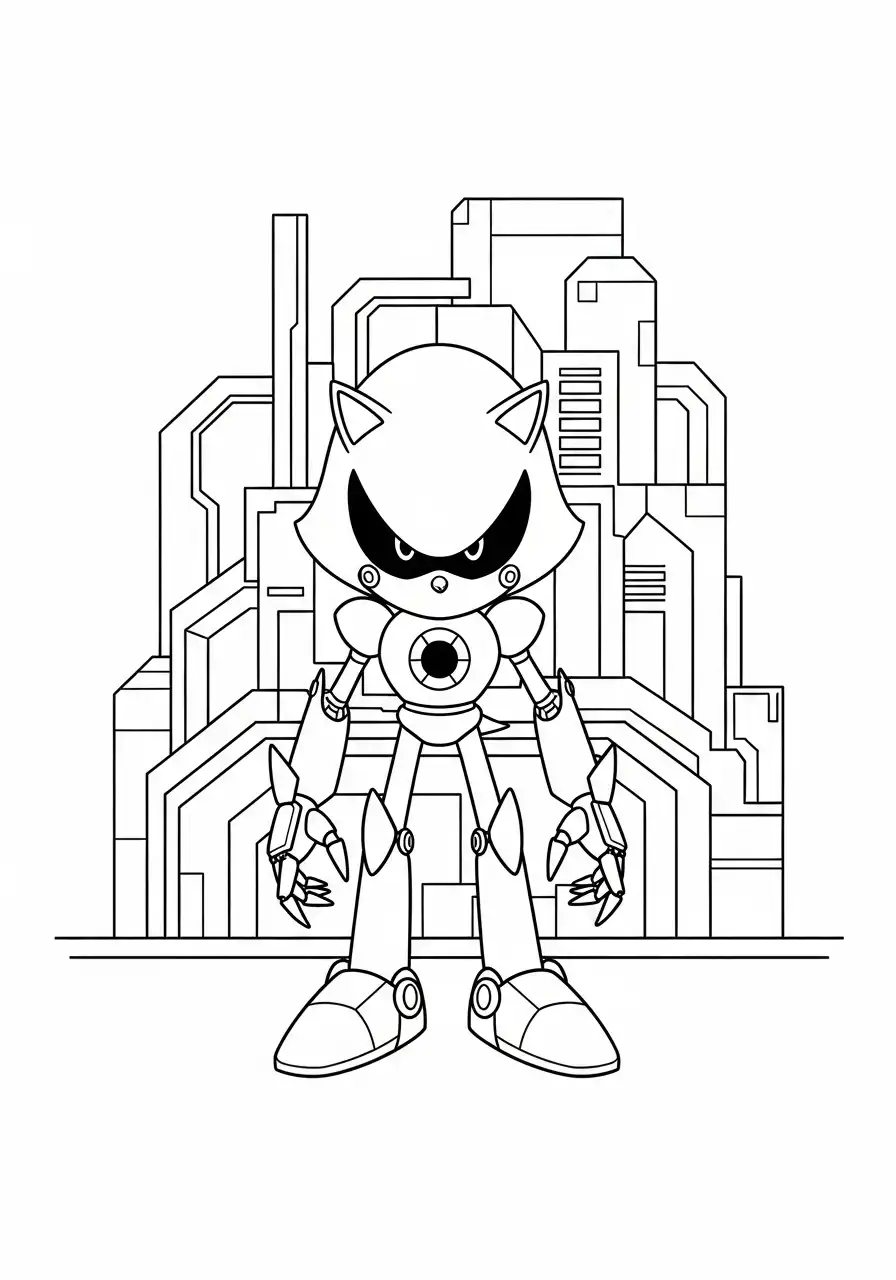 metal sonic voor mechanische stad kleurplaat