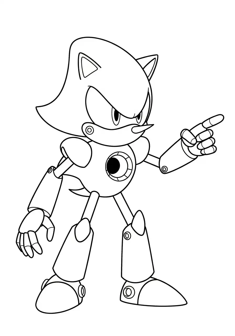 metal sonic wijst vinger kleurplaat