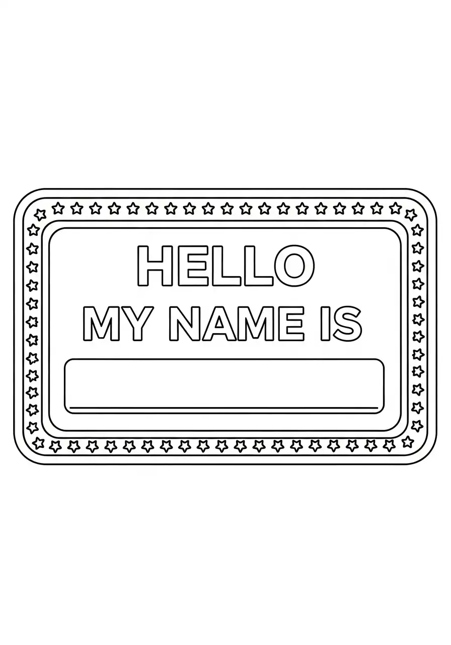Kleurplaat Sticker 24 naamsticker hallo kleurplaat