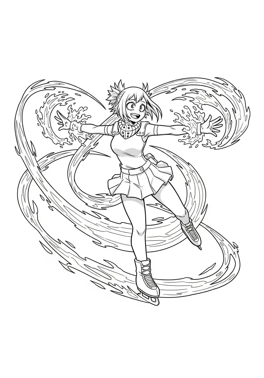 nejire hado energiegolven schaatser kleurplaat