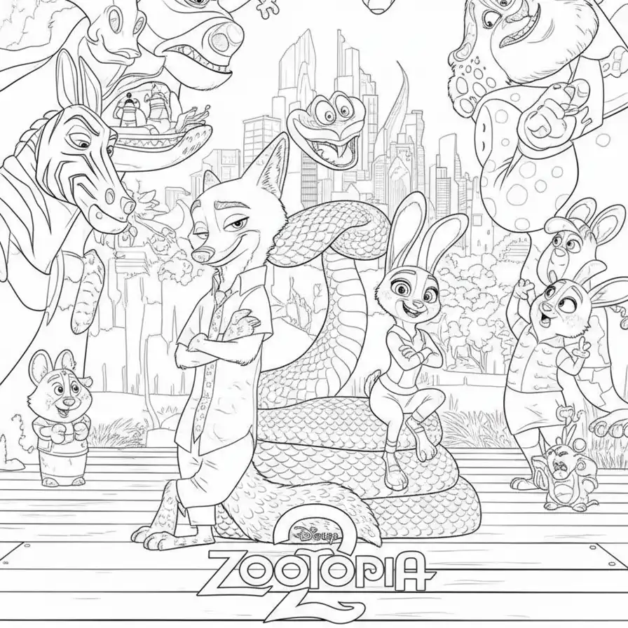 nick judy en slang tussen menigte stadscentrum zootropolis 2