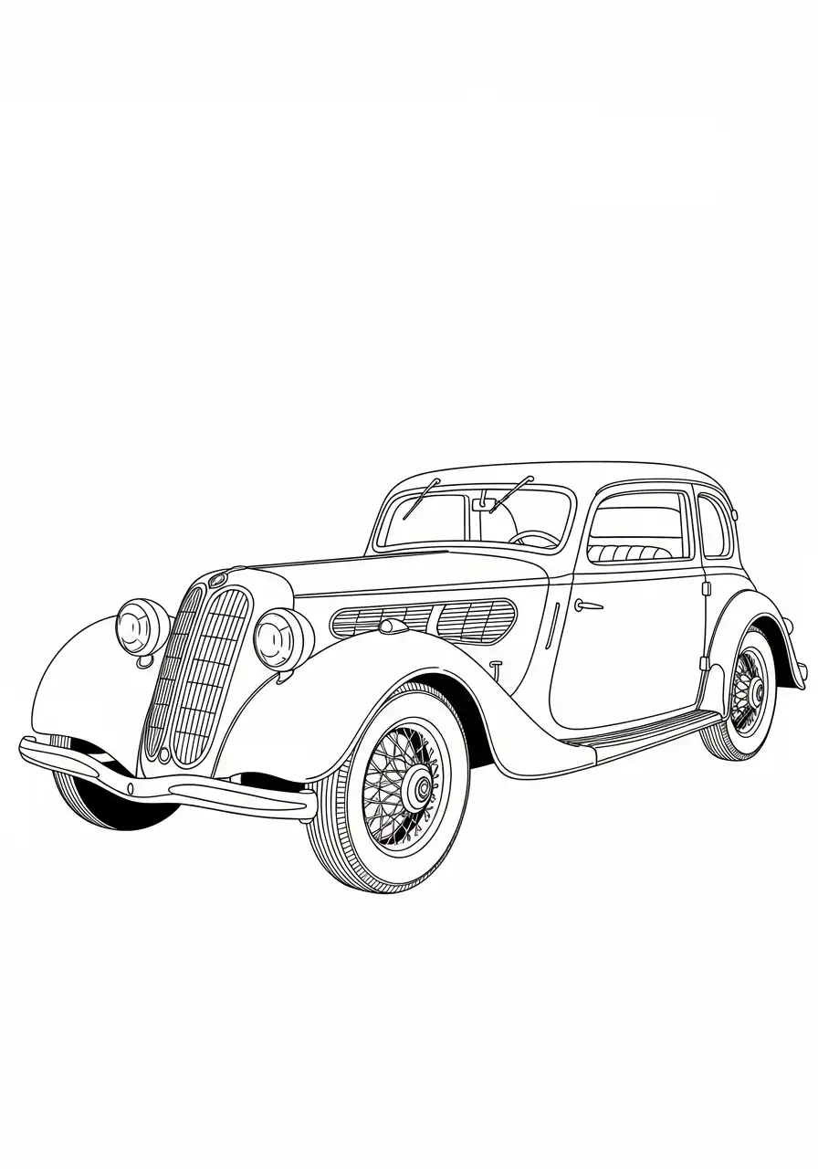 oldtimer bmw sedan uit de jaren 30 kleurplaat